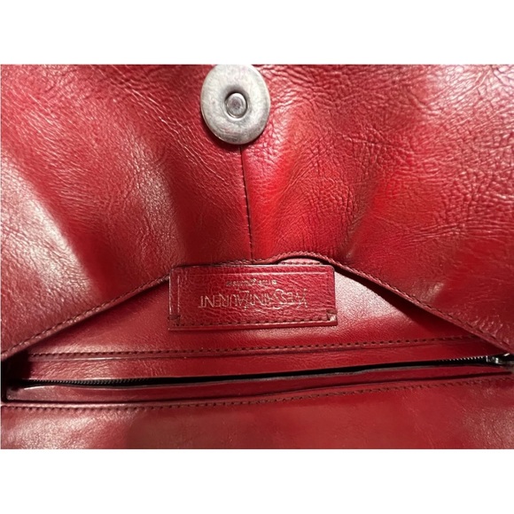 YSL TOM FORD SAINT LAUREN Red Cherry Vintage leather bag Sz L - Picture 3 of 12
